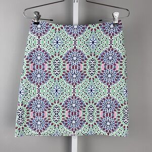 Talbots Petites Mini Skirt Womens Size 2P Pastel Medallion‎ Print Geometric